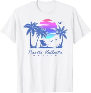 PUERTO VALLARTA Mexico Beach Vacation Retro Vintage Sunset T-Shirt