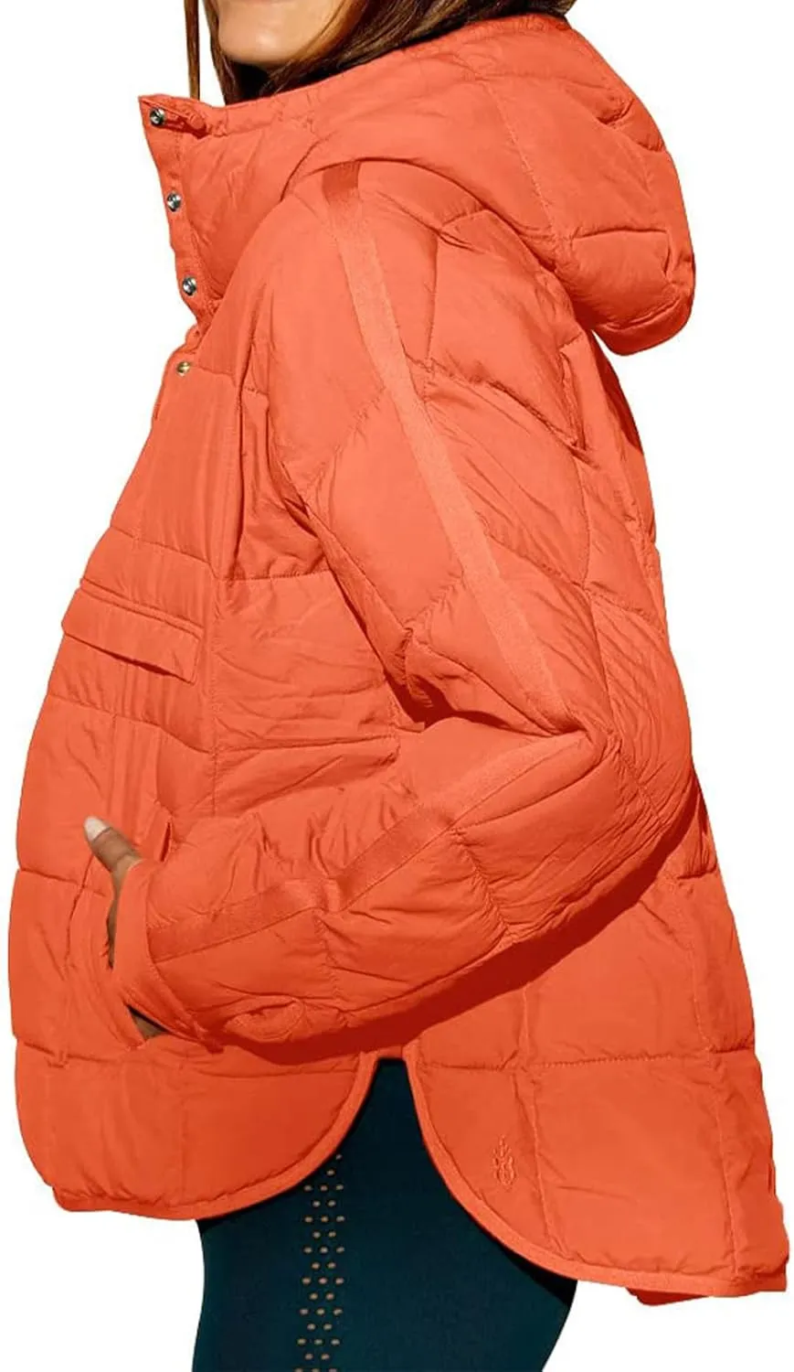Quilted Jackets for Women Lightweight Puffer Jacket Oversized Puffer Pullover Dolman Hoodies Jacket Long Sleeve Coat