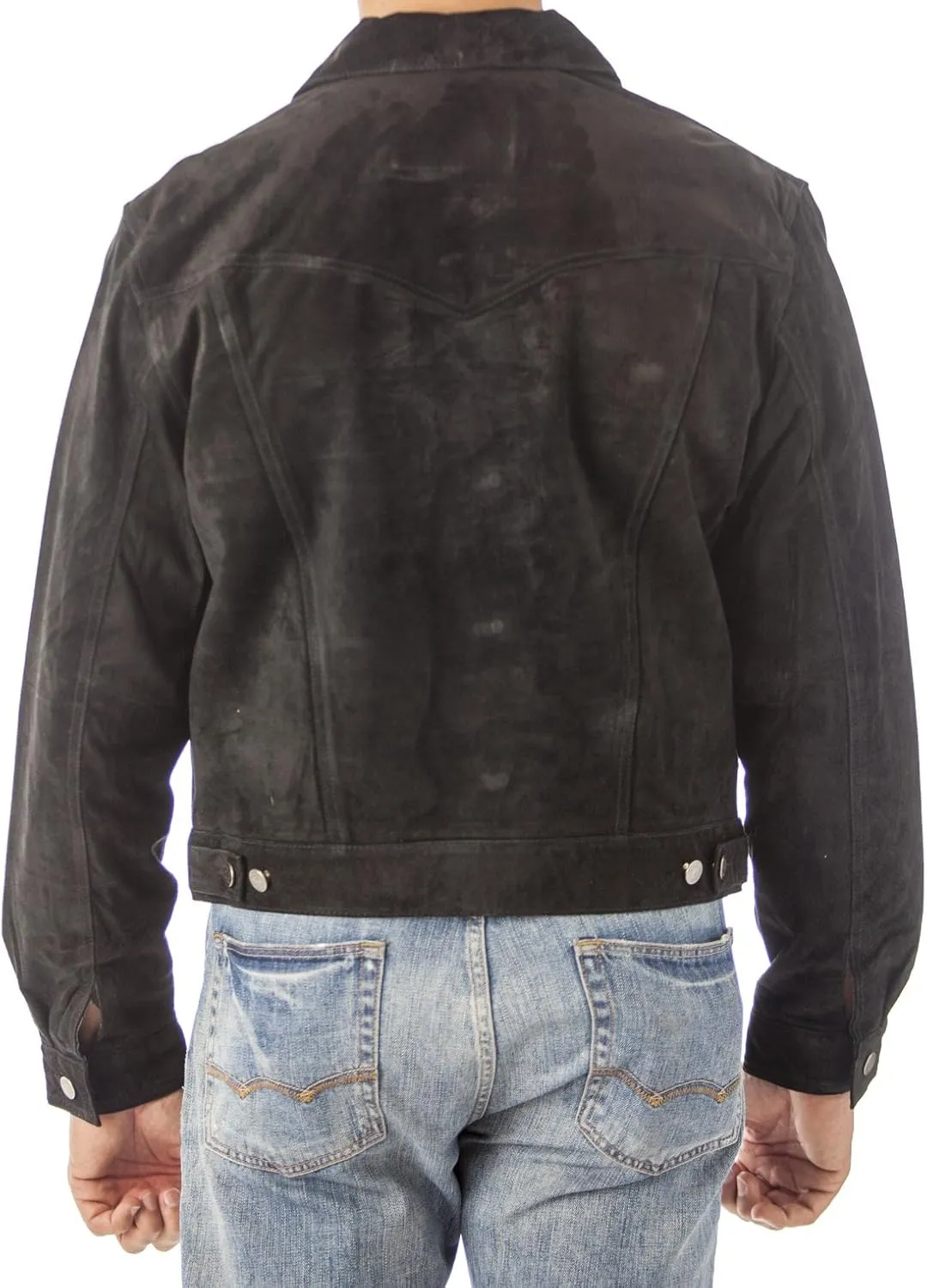 REED Men's Western Jean Style Suede Leather Shirt Jacket