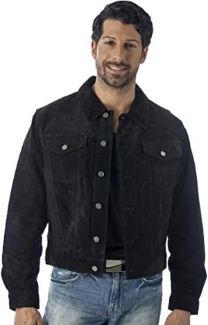 REED Men's Western Jean Style Suede Leather Shirt Jacket