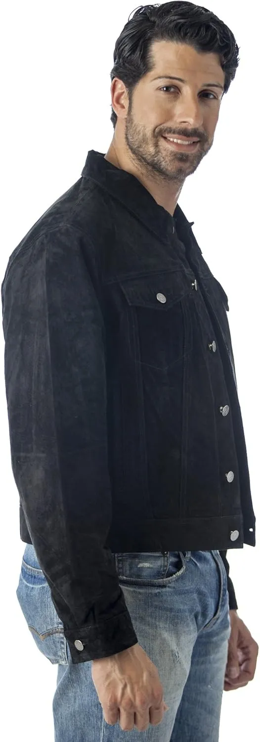 REED Men's Western Jean Style Suede Leather Shirt Jacket