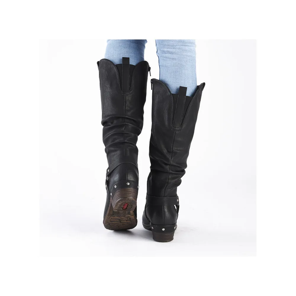 Rieker 93670-00 Ladies Black Water Resistant Side Zip Knee High Boots