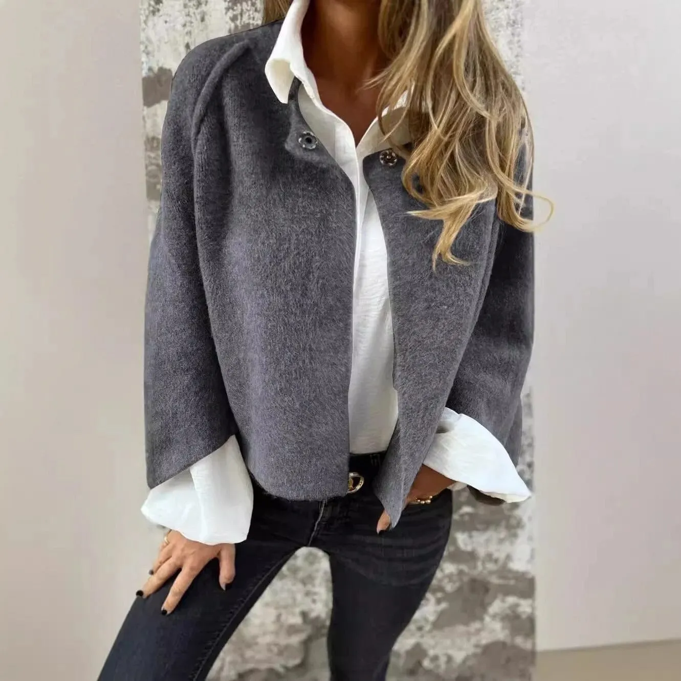 Sadie - Short Fur Jacket with Buttons