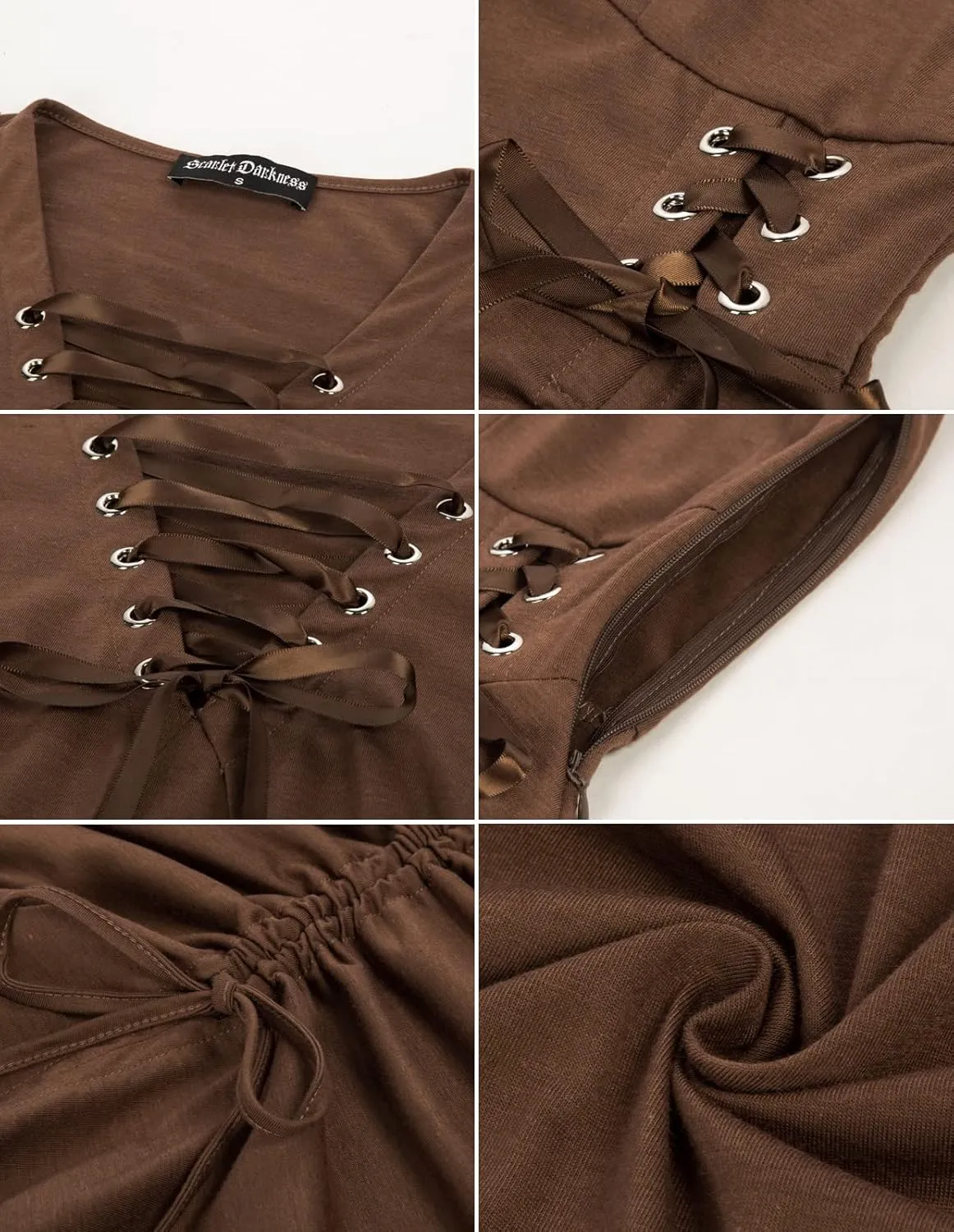 Scarlet Darkness Renaissance Steampunk Dress Lace Up High Low Dress Pirate Costume