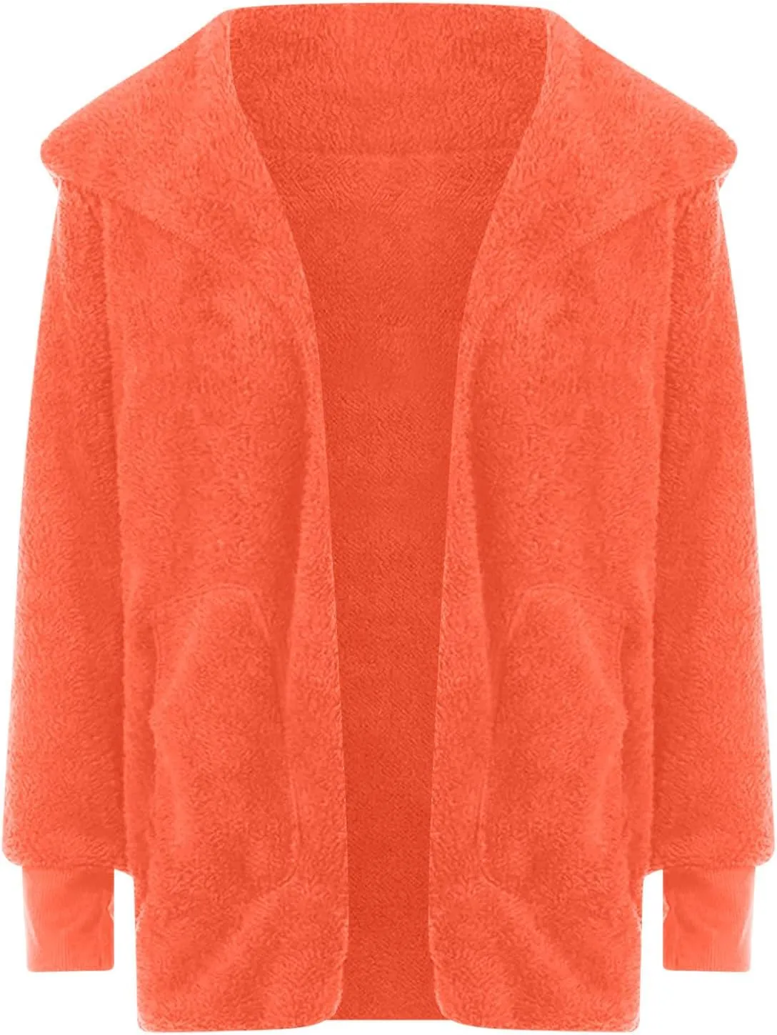 Sherpa Jacket Women Oversized Hooded Fuzzy Fleece Jackets with Pocket Warm Cozy Hoodie Cardigan Coat Plus Size
