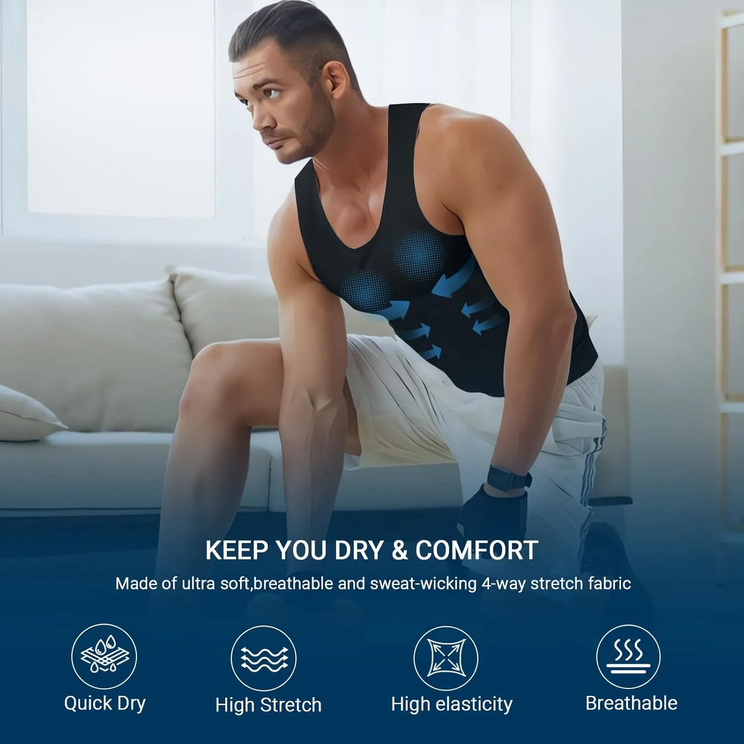Slimming Undershirt Shapewear Gynecomastia Compression Shirt Men Body Shaper