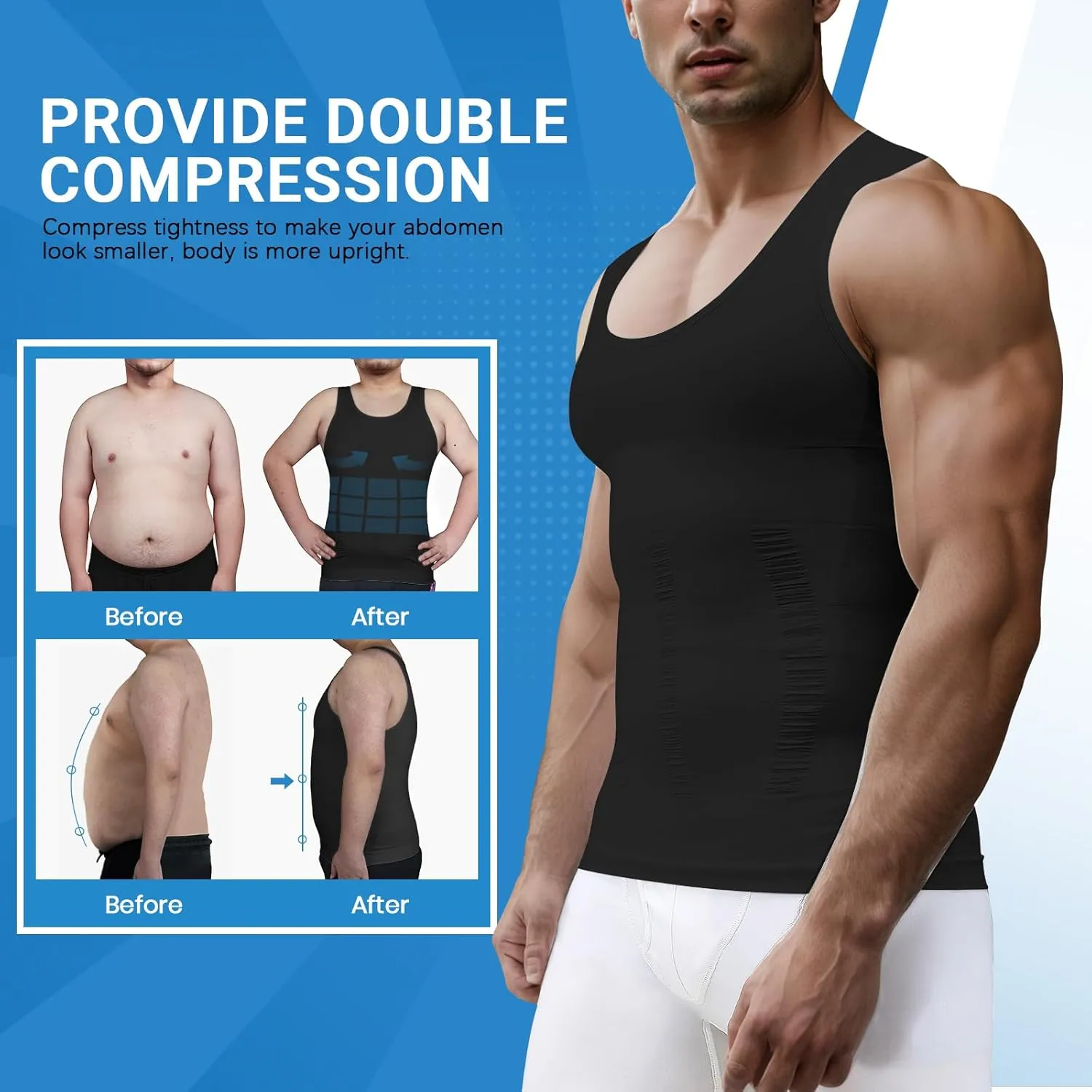 Slimming Undershirt Shapewear Gynecomastia Compression Shirt Men Body Shaper