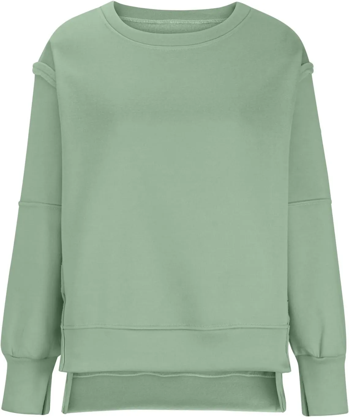SMIDOW Womens Oversized Crewneck Sweatshirts Hoodies Fall 2023 Fashion Warm Y2k Clothes Casual Slit Sloucthy Pullover Tops