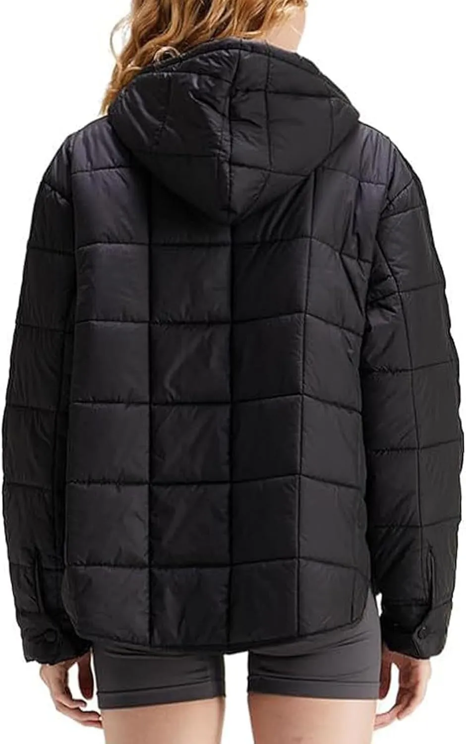 SMIDOW Womens Oversized Puffer Jacket Quilted Dolman Hoodies Lightweight Button Down Hooded Pullover Fall Winter Warm Clothes