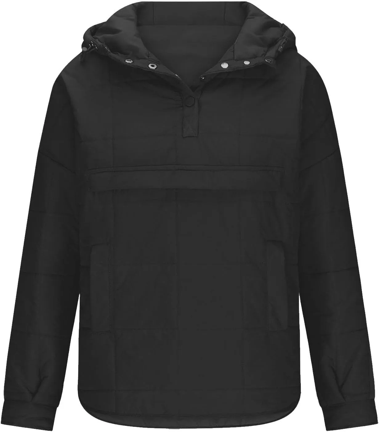 SMIDOW Womens Oversized Puffer Jacket Quilted Dolman Hoodies Lightweight Button Down Hooded Pullover Fall Winter Warm Clothes
