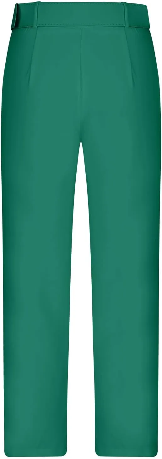 Soild Color Elegant Pantswith Belt for Women High Waist Elastic Trouser with Pocket Straight Legs Long Pants for Work