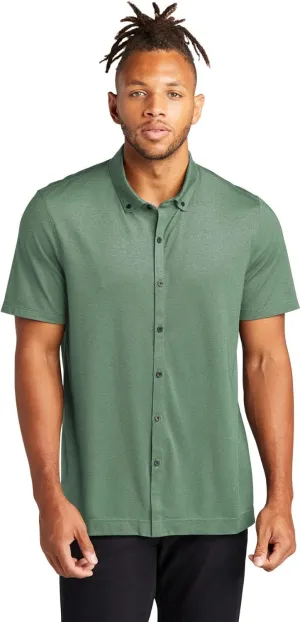 Stretch Pique Moisture Wicking Performance Full-Button Polo Shirt