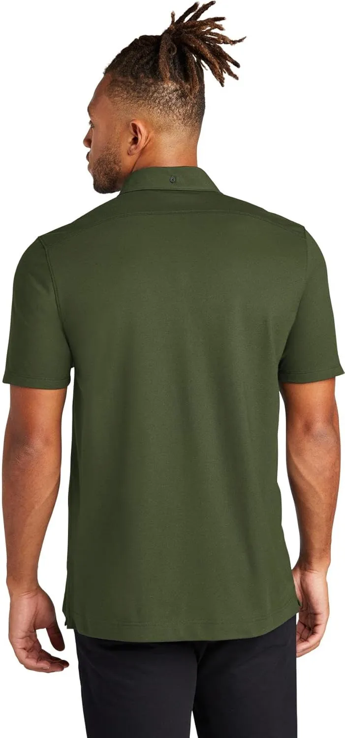 Stretch Pique Moisture Wicking Performance Full-Button Polo Shirt