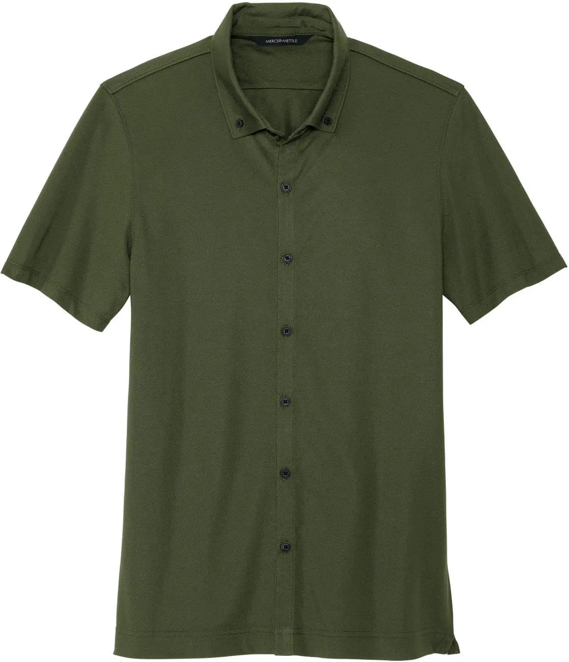 Stretch Pique Moisture Wicking Performance Full-Button Polo Shirt