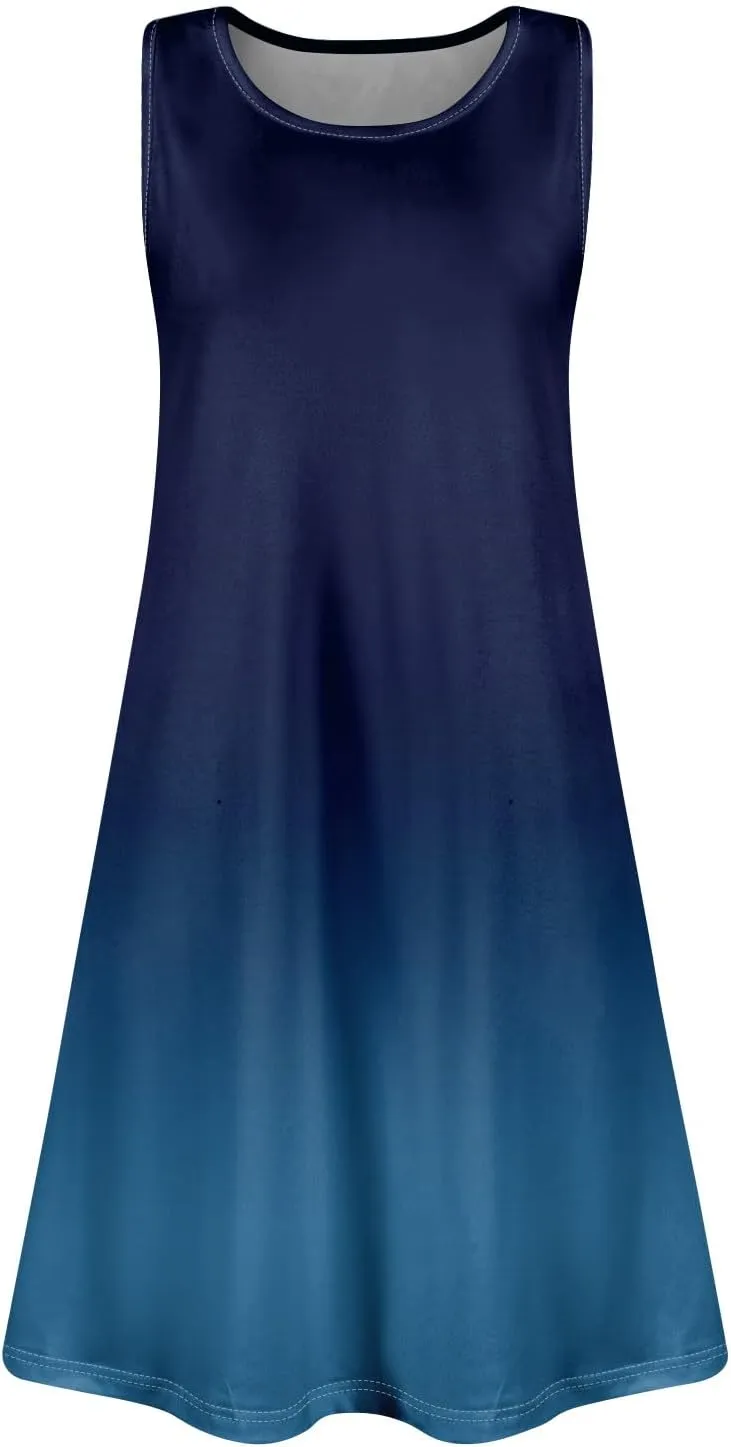 Summer Dresses for Women 2025 Casual Crewneck Sleeveless Sundresses Boho Tank Dress Beach Dresses with Pockets