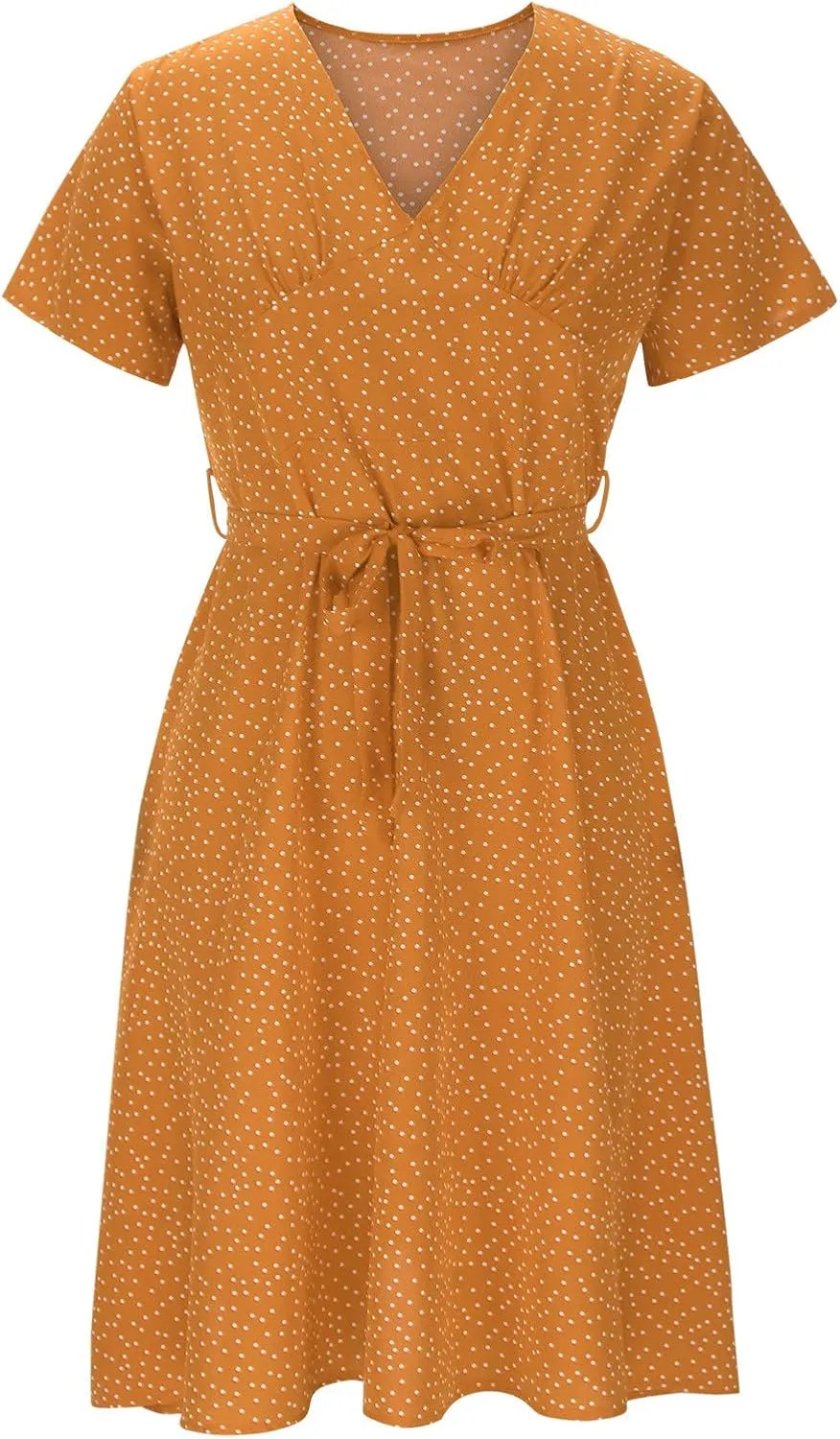 Summer Dresses for Women 2025 Plus Size Short Sleeve V Neck Polka Dot Print Midi Dress Casual Boho Beach Sundresses