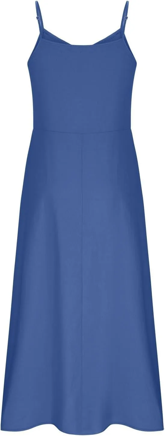 Summer Dresses for Women 2025 Plus Size Sleeveless Linen Dresses Casual Flowy Beach Maxi Sun Dress with Pocket