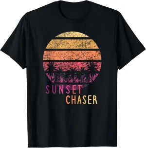 Sunset Chaser Vintage Palm Tree Silhouette 70s Retro T-Shirt