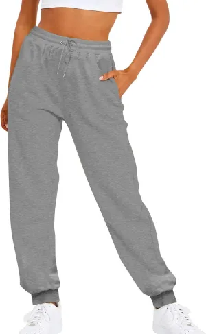Sweatpants for Tall Women Drawstring High Waist Lounge Jogger Pants Solid Color Baggy Lightweight Comfy Trousers with Pocket