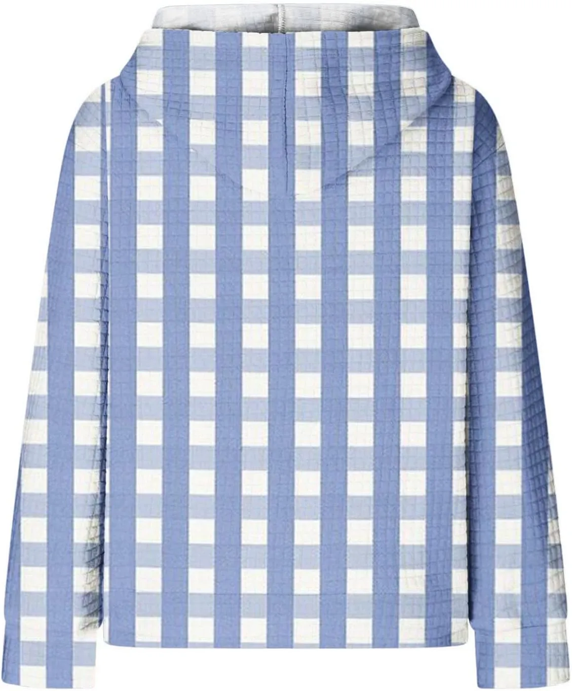 Sweatshirt for Womens Fashion Waffle Long Sleeve Striped Hoodies Casual Loose Lightweight Drawstring Pullover Shirts