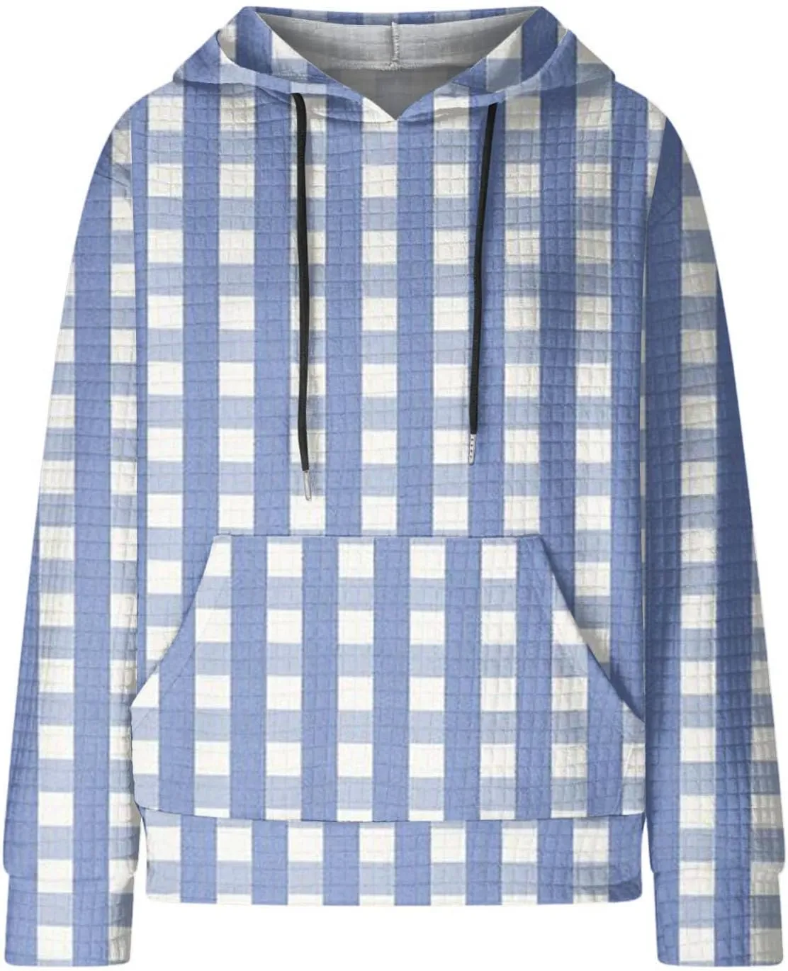 Sweatshirt for Womens Fashion Waffle Long Sleeve Striped Hoodies Casual Loose Lightweight Drawstring Pullover Shirts