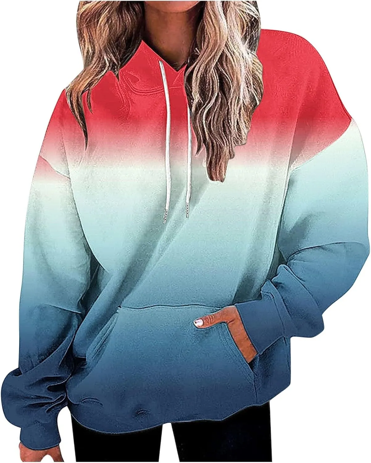 Sweatshirts for Women y2k Tie Dye Hoodie Drop Oversized Pullover Hoody Tops with Pocket Aesthetic Clothes