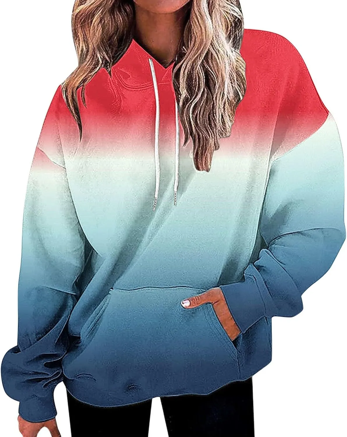 Sweatshirts for Women y2k Tie Dye Hoodie Drop Oversized Pullover Hoody Tops with Pocket Aesthetic Clothes