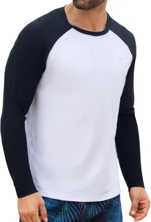 Swim Shirt for Men Rashguard UPF 50 SPF UV Sun Protection Long Sleeve Fishing Hiking Beach Cool Quick Dry Shirt Swimwear for Men White Black
