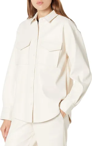 The Drop Women's @Lisadnyc Faux Leather Long Shirt Jacket