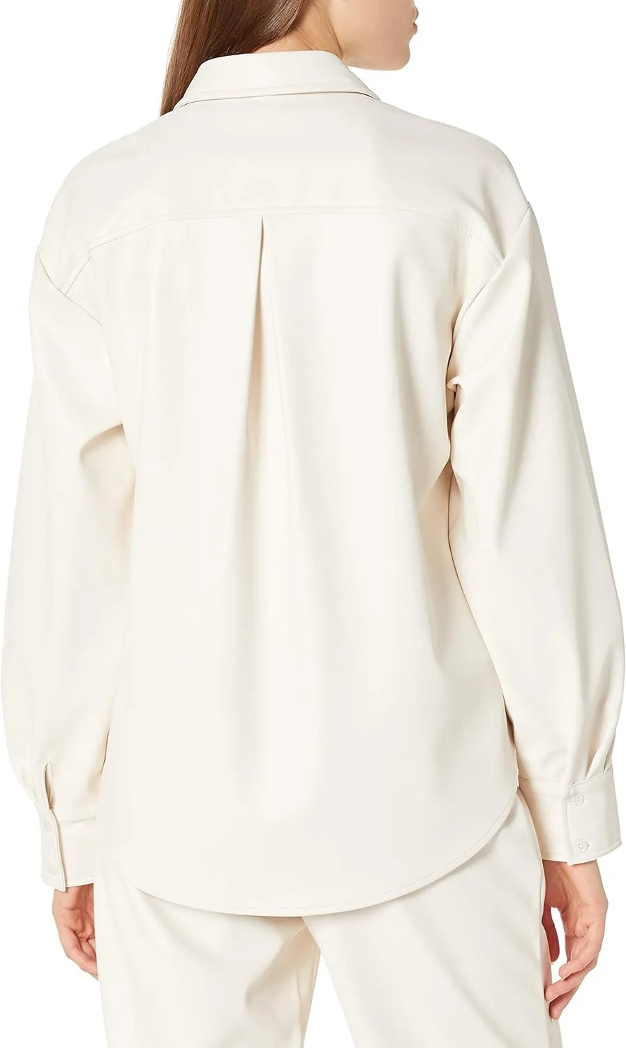 The Drop Women's @Lisadnyc Faux Leather Long Shirt Jacket