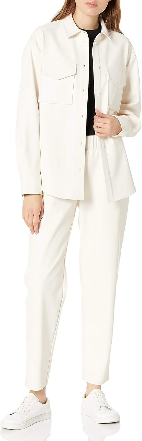 The Drop Women's @Lisadnyc Faux Leather Long Shirt Jacket