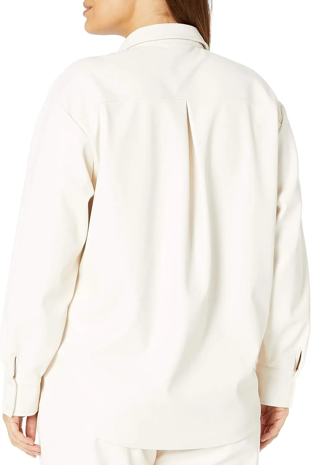 The Drop Women's @Lisadnyc Faux Leather Long Shirt Jacket