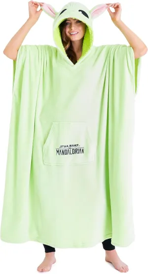 The Mandalorian Wearable Blanket, Comfy & Warm Star Wars Gifts for Women & Men, Soft Baby Yoda Blanket Hoodie with 3D Hood, Long Sleeves & Pocket, Green