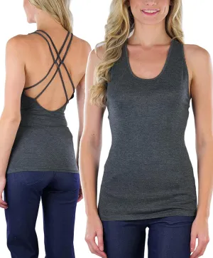 ToBeInStyle Womens Unique Open Back Design Tops Tank Shirt