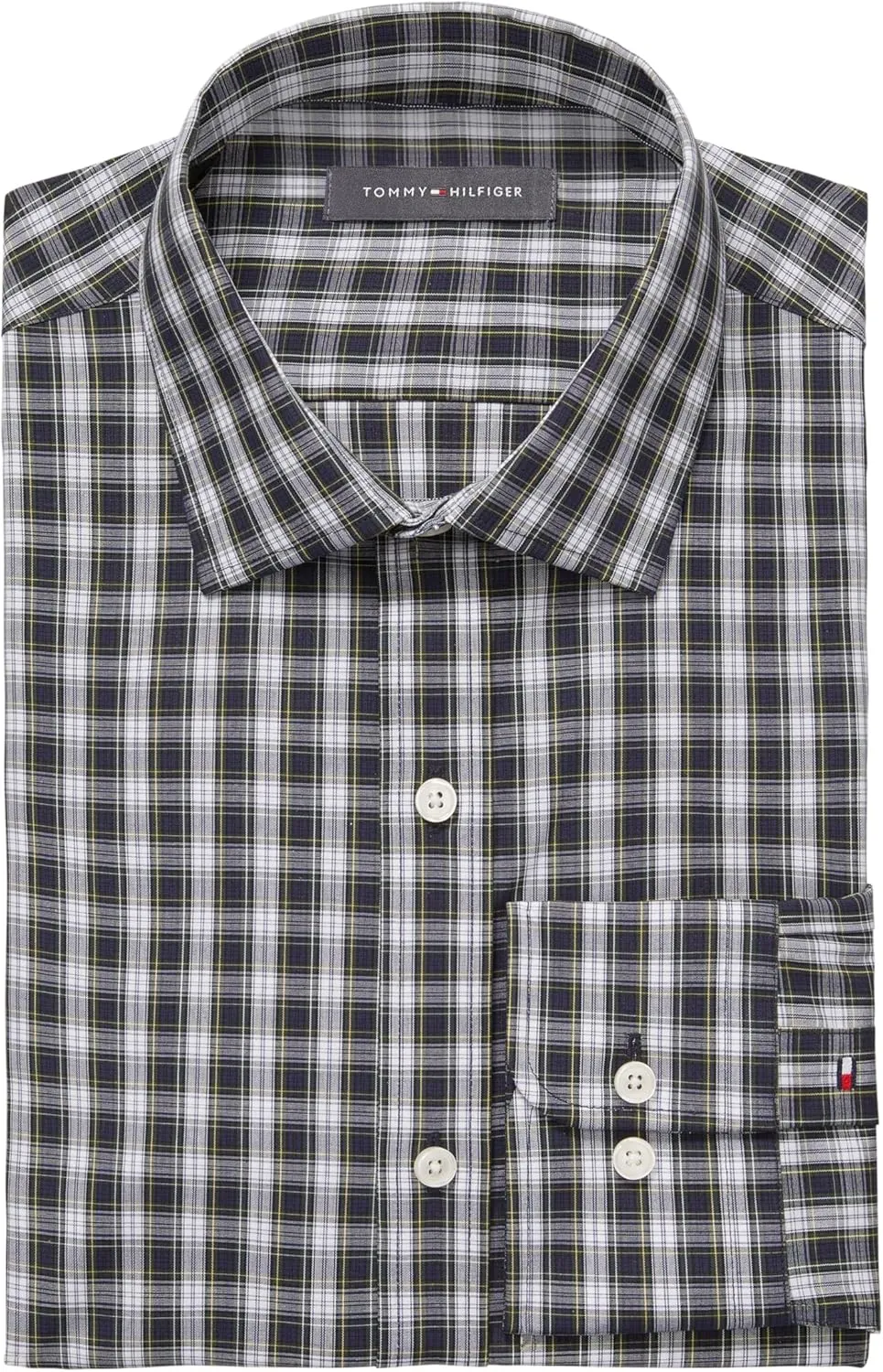 Tommy Hilfiger Men's Dress Shirt Regular Fit Stretch Twill