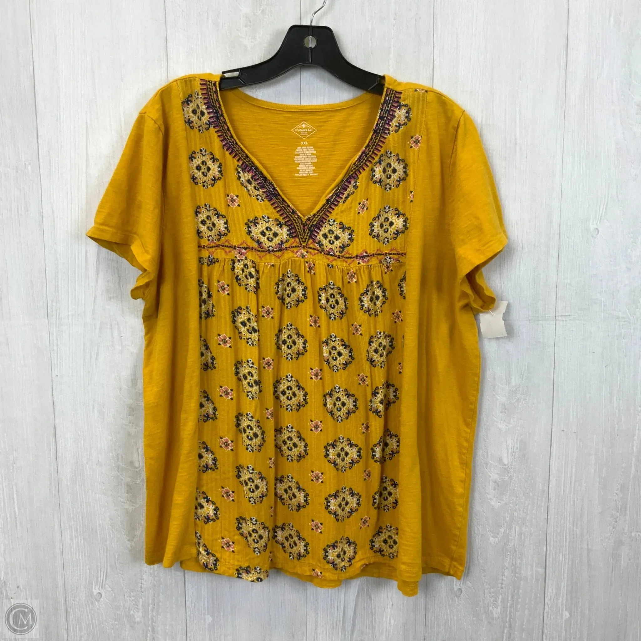 Top Short Sleeve By St Johns Bay In Yellow, Size: 2x