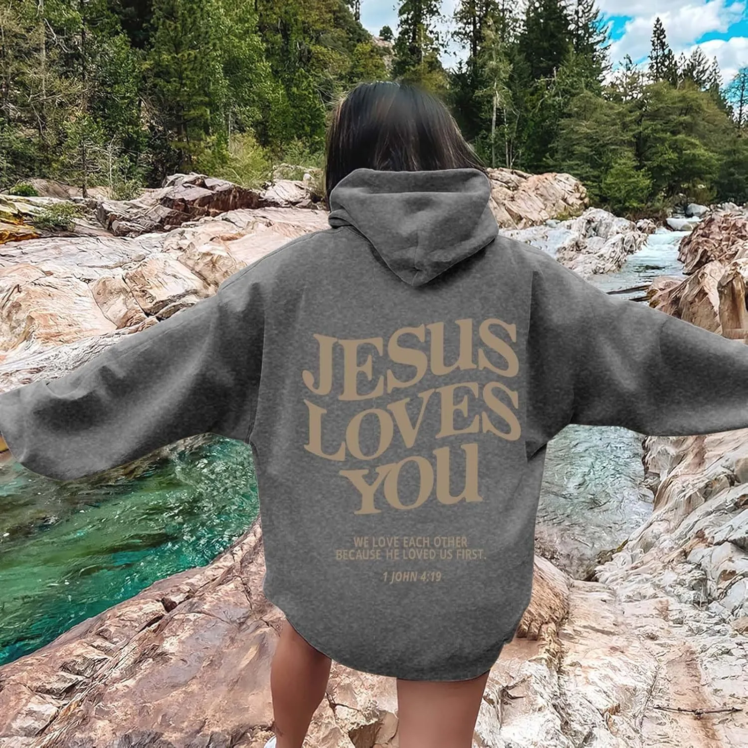 Trust in The Lord Christian Bible Verse Hoodie Jesus Saves Faith Sweatshirt Loose Pullover Harajuku Streetwear