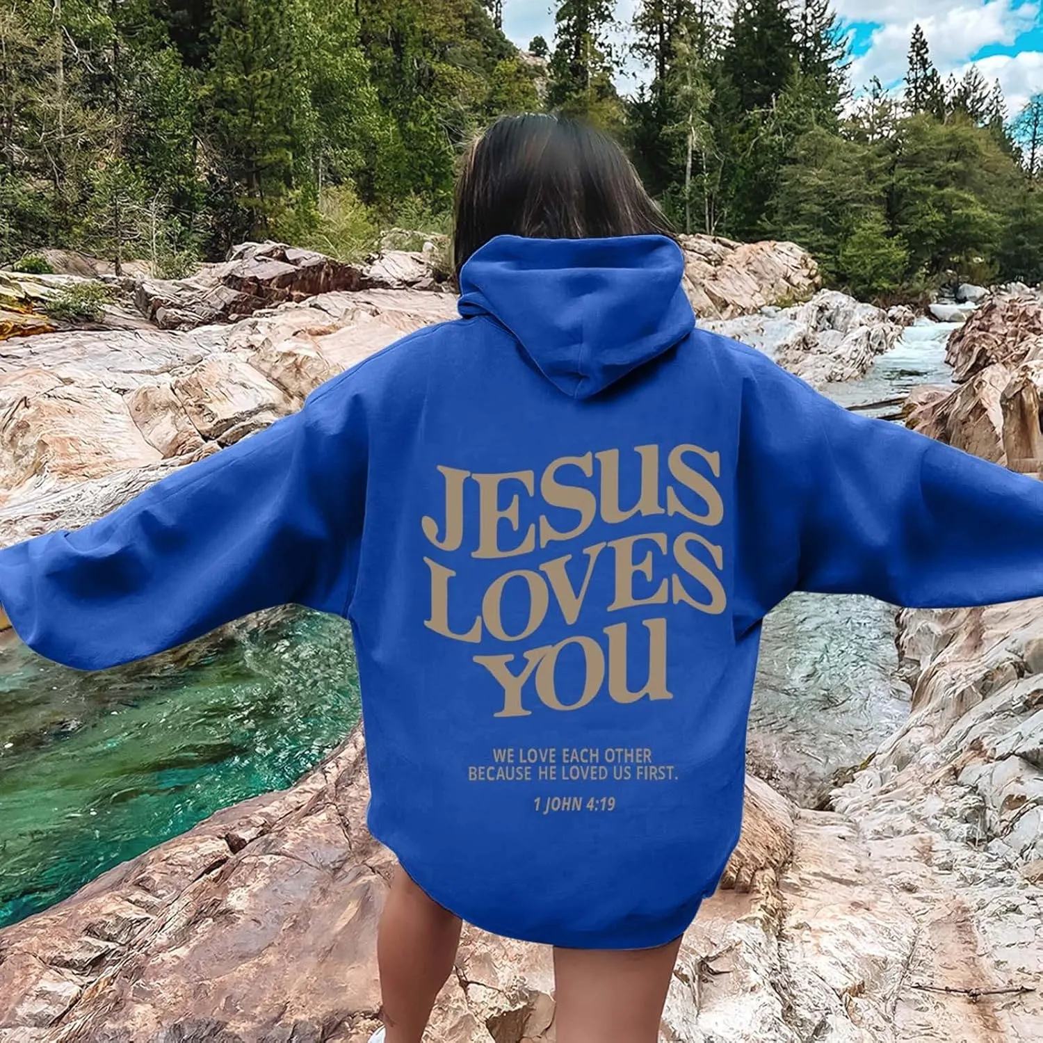Trust in The Lord Christian Bible Verse Hoodie Jesus Saves Faith Sweatshirt Loose Pullover Harajuku Streetwear