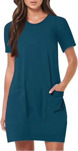 Tshirt Dress Women Casual Summer Beach Vacation Short Sleeve Shift Mini Dress with Pockets Boho Cruise Short Dresses