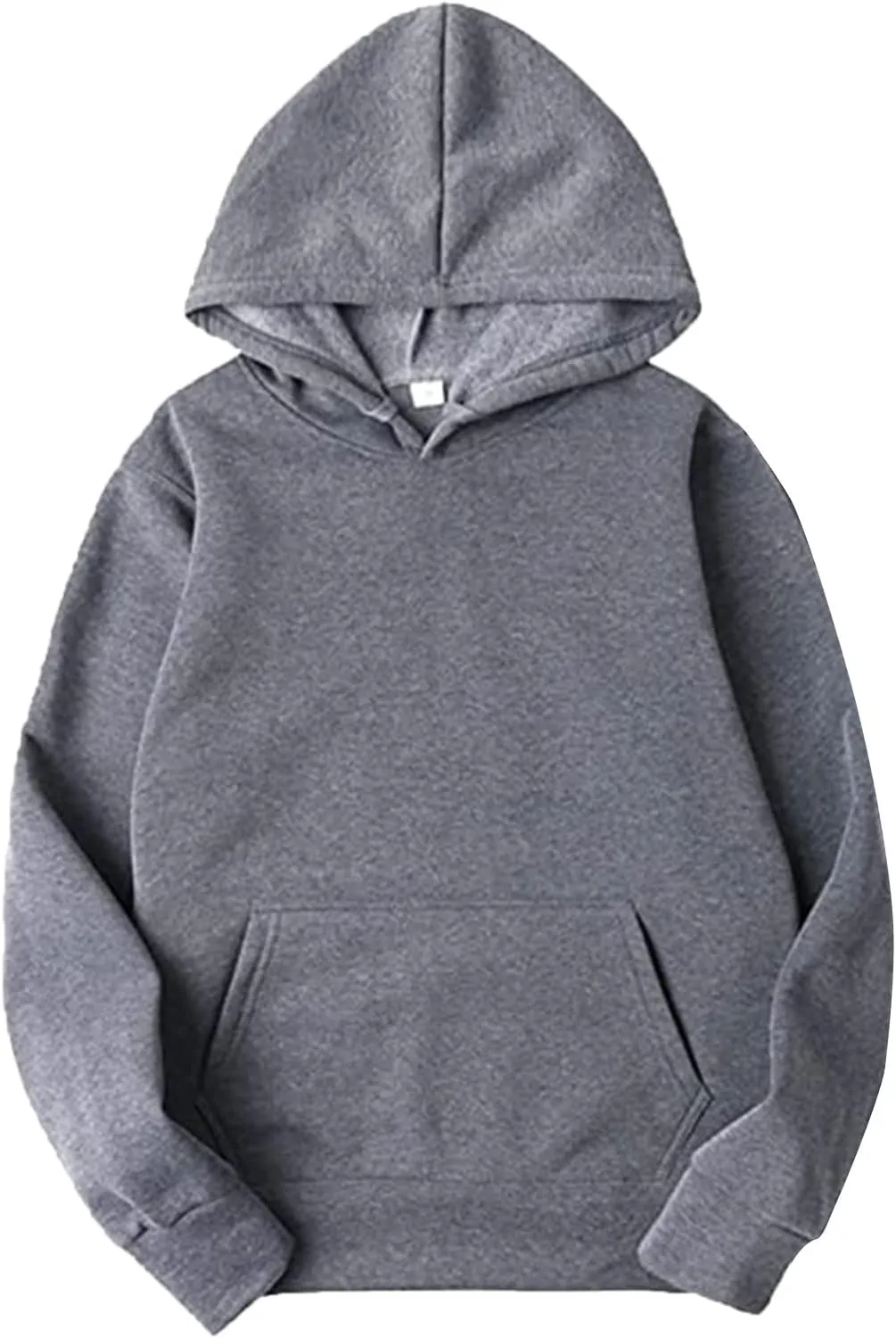 Unisex Fleece Long Sleeves Drawstring Plain Hooded Sweatshirt Pullover Solid Hoodie Top Undershirt
