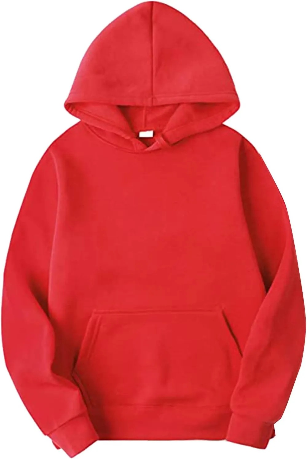 Unisex Fleece Long Sleeves Drawstring Plain Hooded Sweatshirt Pullover Solid Hoodie Top Undershirt