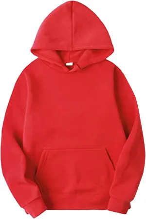 Unisex Fleece Long Sleeves Drawstring Plain Hooded Sweatshirt Pullover Solid Hoodie Top Undershirt