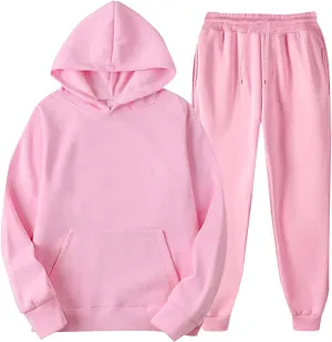 Unisex Two Piece Fall Outfits for Women Work Cusual Hoodies Jogger Pants Oversized Sweatsuits Fashion Solid Color