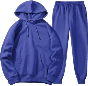Unisex Two Piece Fall Outfits for Women Work Cusual Hoodies Jogger Pants Oversized Sweatsuits Fashion Solid Color