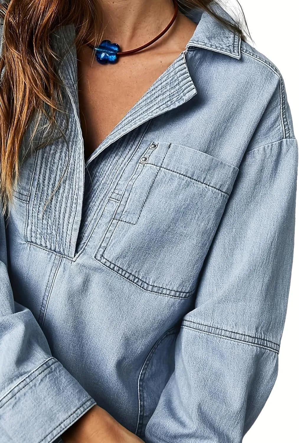 utcoco Women's Oversized Denim Jacket Casual Loose Long Sleeve Jean Sweatshirts Coat Jackets with Pocket