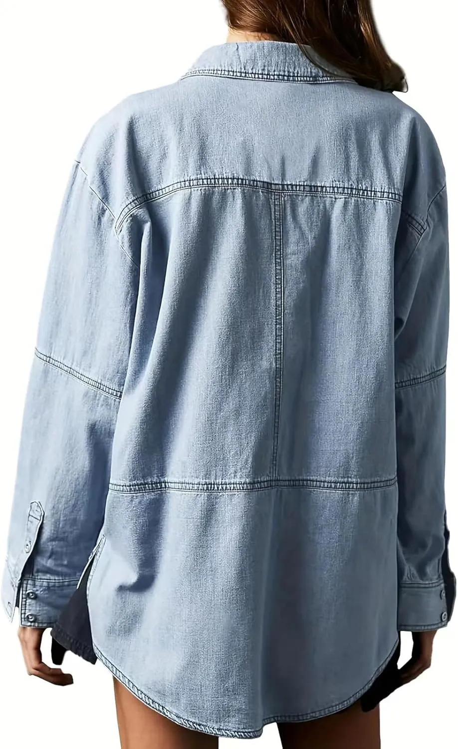 utcoco Women's Oversized Denim Jacket Casual Loose Long Sleeve Jean Sweatshirts Coat Jackets with Pocket