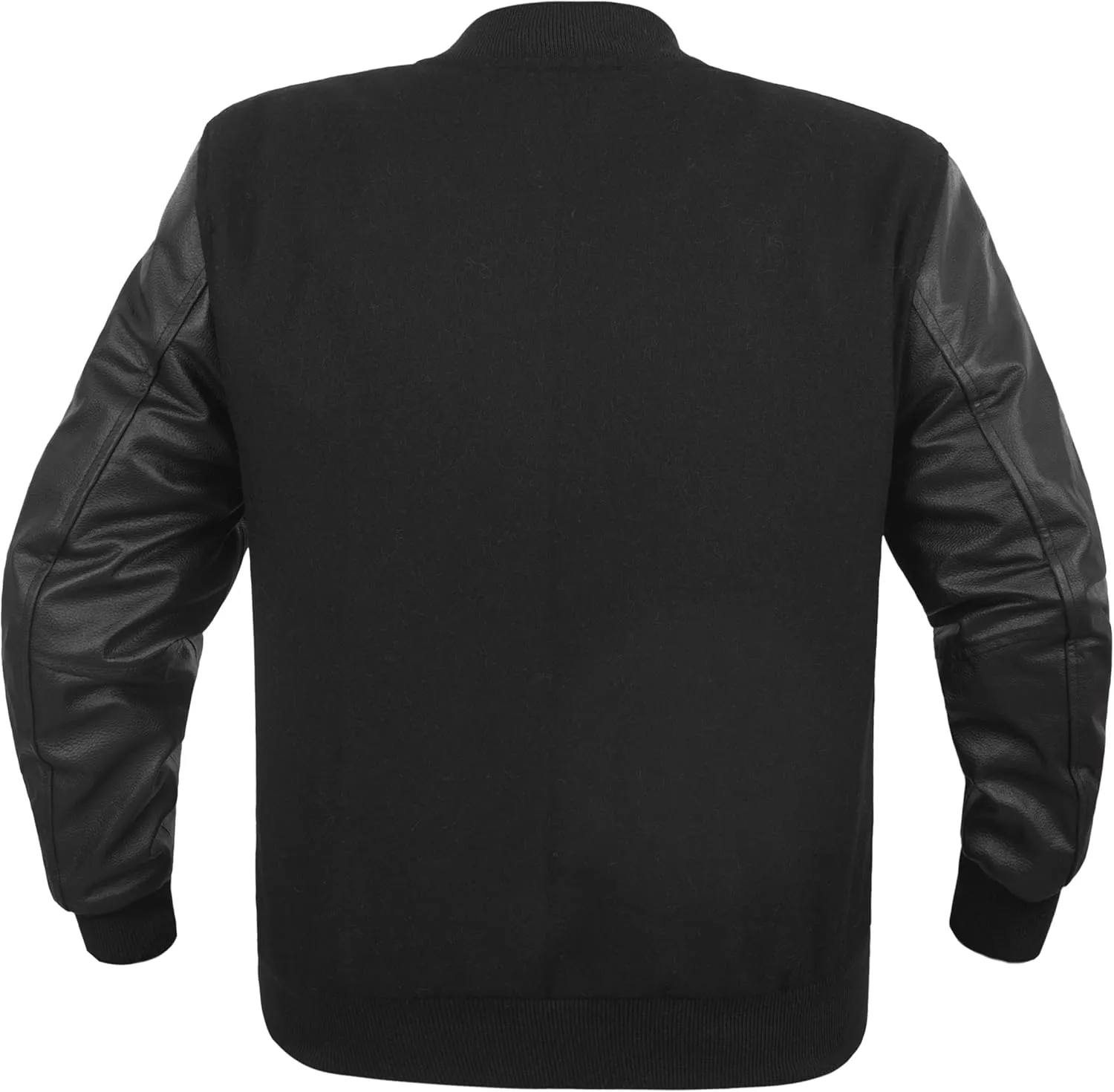 Varsity Jacket Mens Genuine 100% Cowhide Leather Sleeve and Wool Blend Varsity Letterman Jackets, Black
