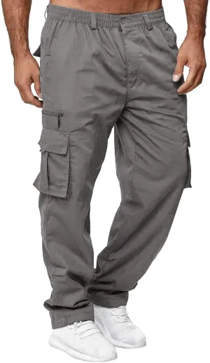 Vickyleb Men's Cargo Pants Relaxed Fit Hiking Pants Stretch Tactical Lightweight Work Outdoor Pants Multi Pockets