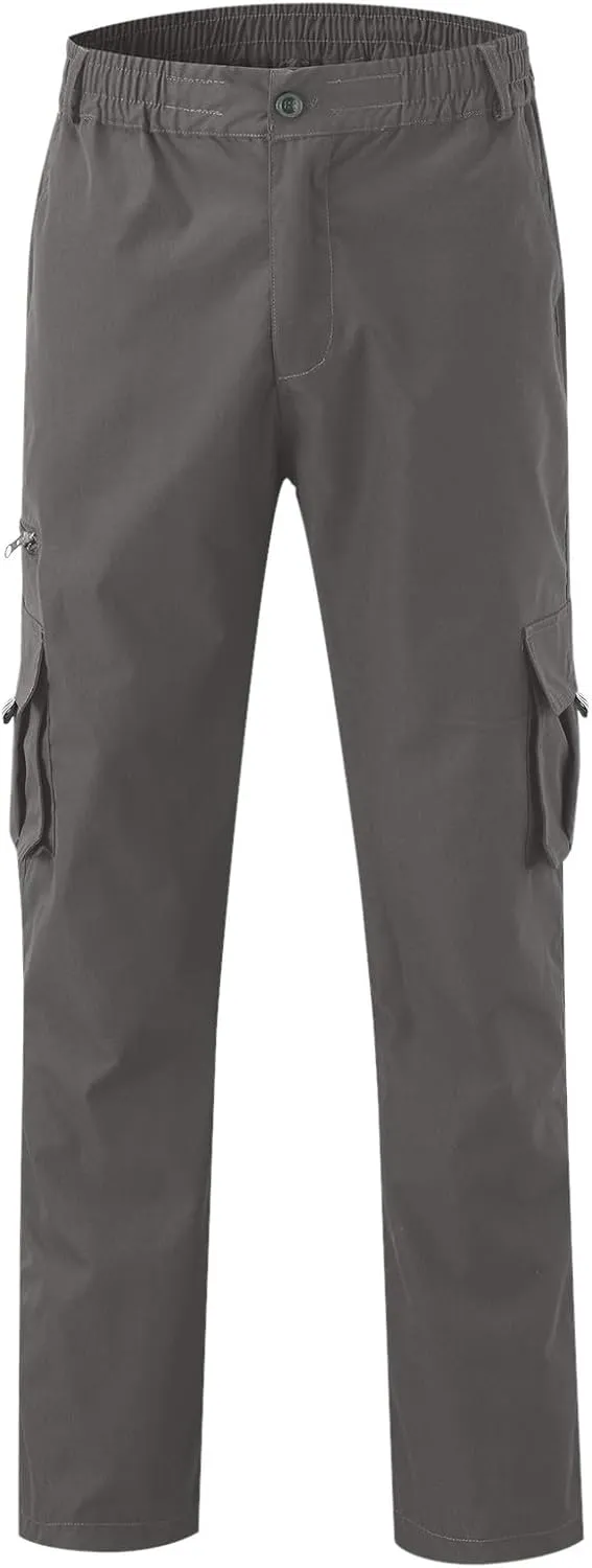 Vickyleb Men's Cargo Pants Relaxed Fit Hiking Pants Stretch Tactical Lightweight Work Outdoor Pants Multi Pockets