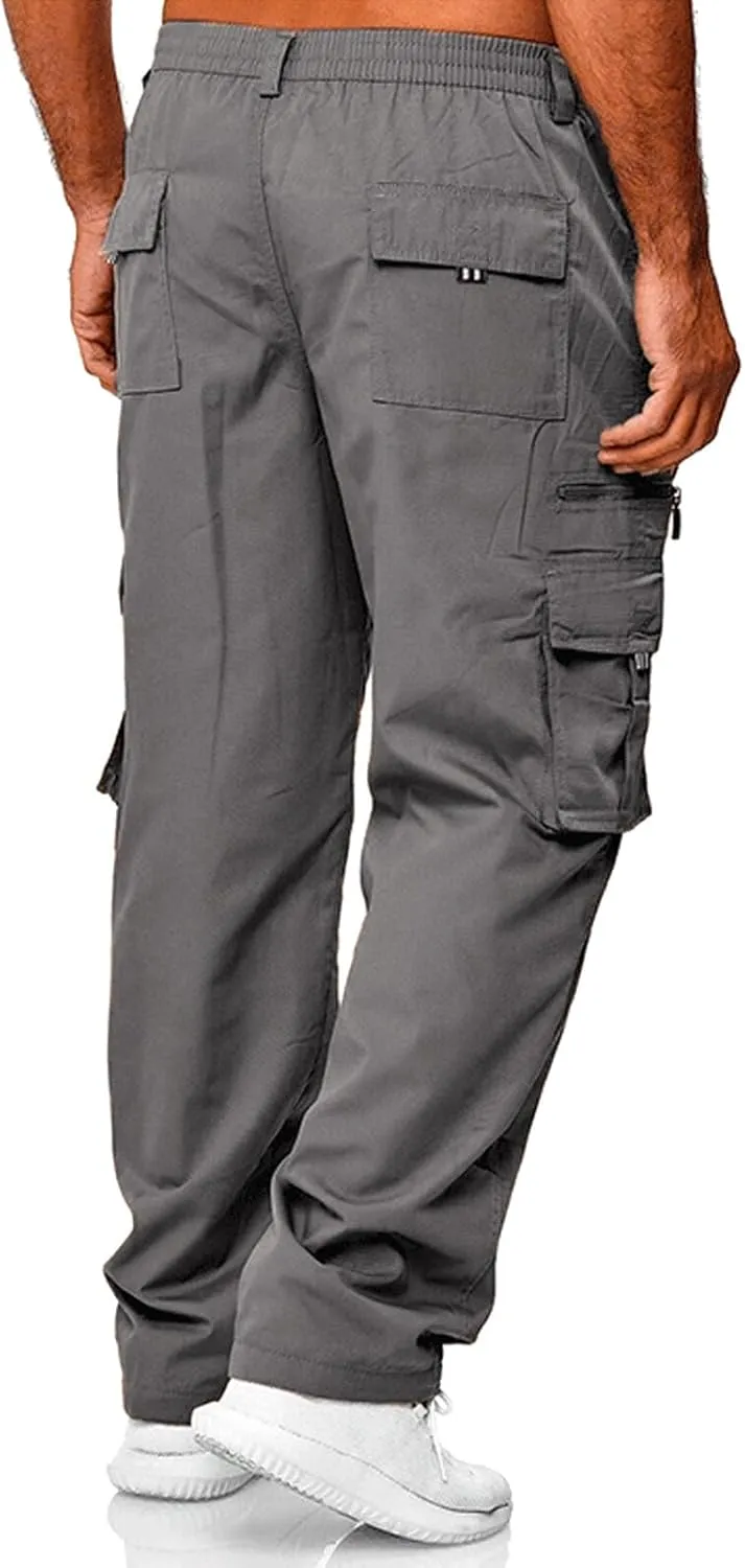 Vickyleb Men's Cargo Pants Relaxed Fit Hiking Pants Stretch Tactical Lightweight Work Outdoor Pants Multi Pockets